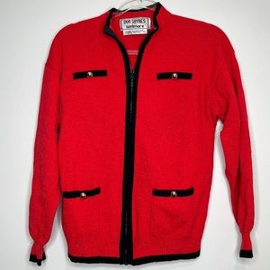 Don Sayres vintage red zip up wool sweater